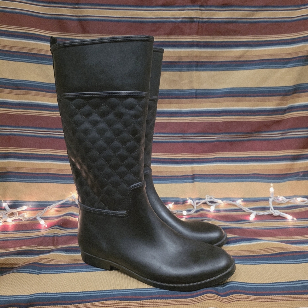 Merona Black Quilted Women's Rain Boots